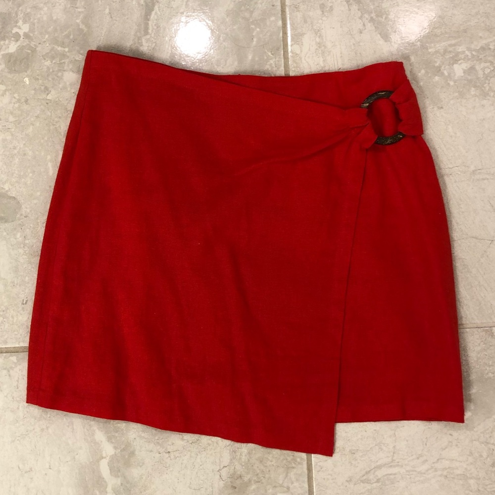 Coral Red Wrap Skirt